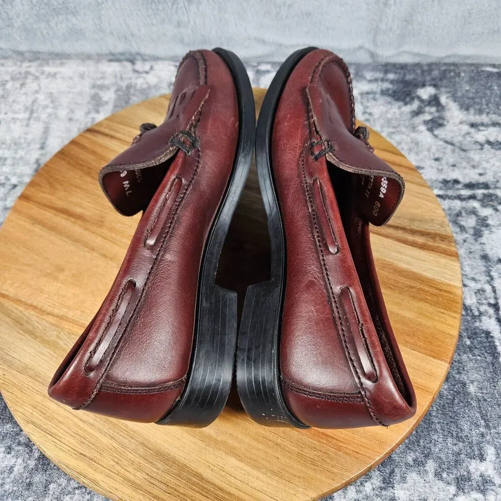 GH Bass Weejuns Marietta II Shoes Womens 7W Brown Leather Tassel Loafers Slip On
